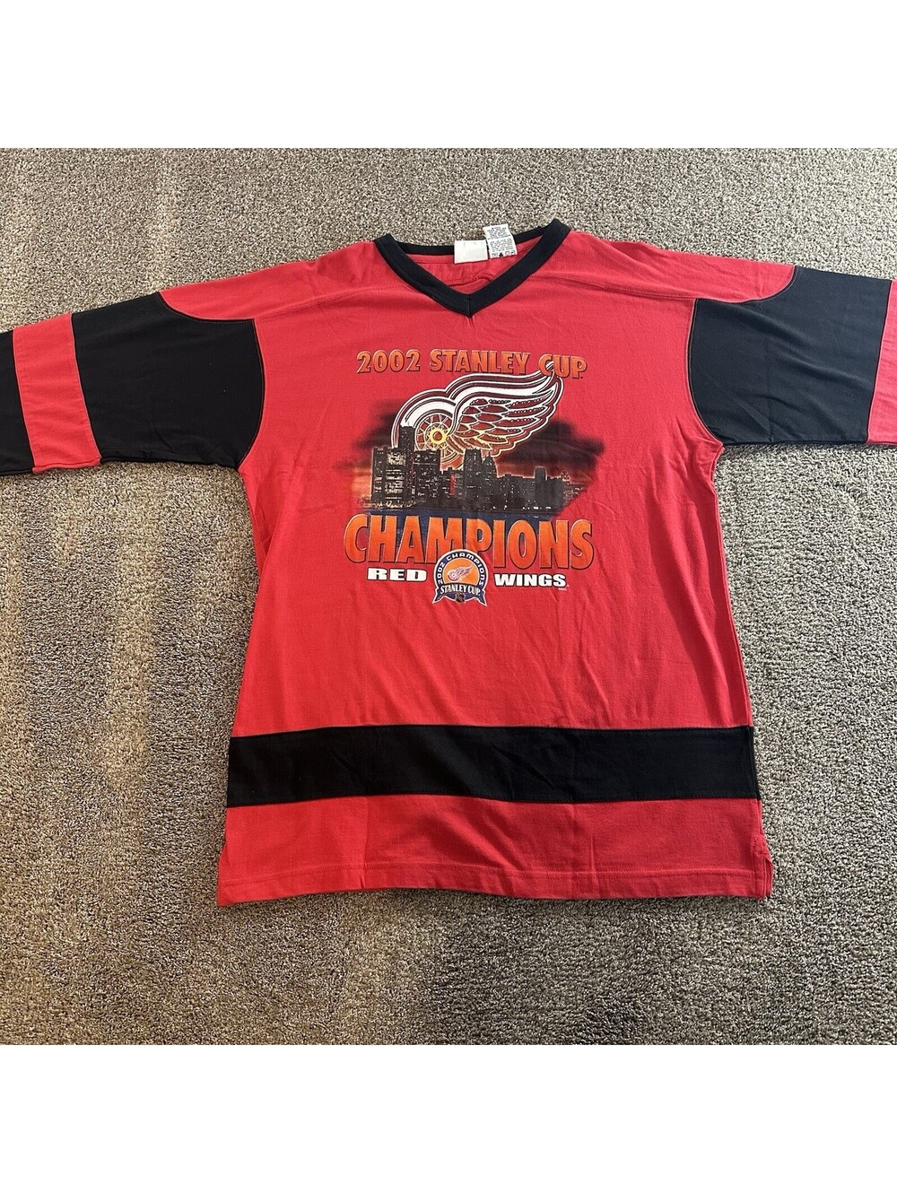 Vintage 2002 Detroit Red Wings Stanley Cup Champs Tshirt Mens Sz M Hocky Y2K